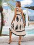'Valora' Printed Wide Strap Midi Dress - Celes Fashion